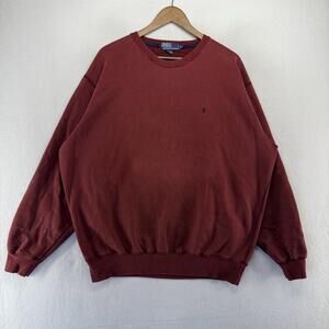Vintage Ralph Lauren Sweatshirt men's large Red maroon Crewneck Pony Embroidered